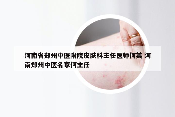 河南省郑州中医附院皮肤科主任医师何英 河南郑州中医名家何主任