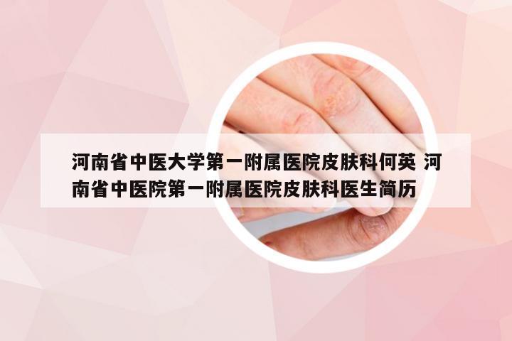 河南省中医大学第一附属医院皮肤科何英 河南省中医院第一附属医院皮肤科医生简历