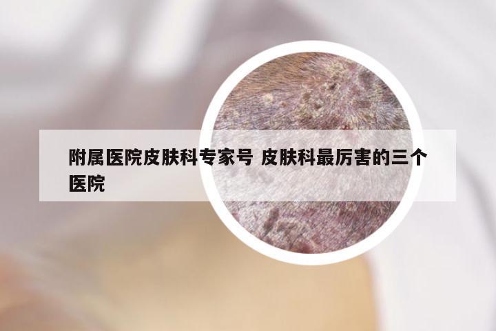 附属医院皮肤科专家号 皮肤科最厉害的三个医院