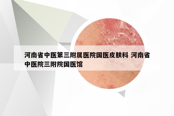 河南省中医第三附属医院国医皮肤科 河南省中医院三附院国医馆